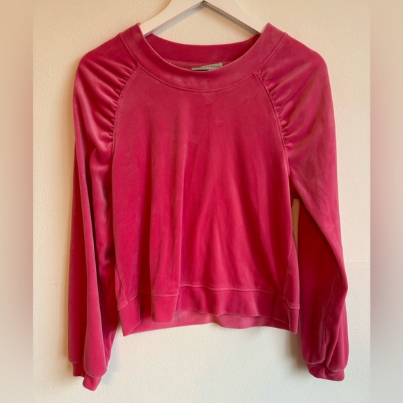 Anthropologie Pink Velvet Sweat Shirt - Picture 1 of 4